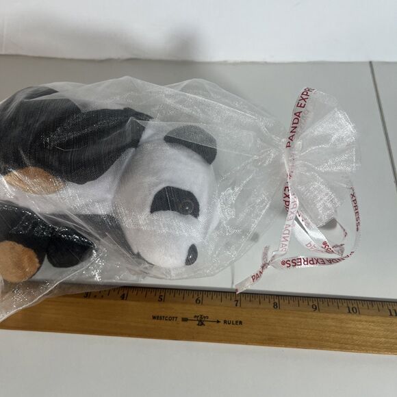 Panda Express Plush Bear Stuffed Animal Toy 2018 Black White 6" Sheer Bag - Picture 9 of 9